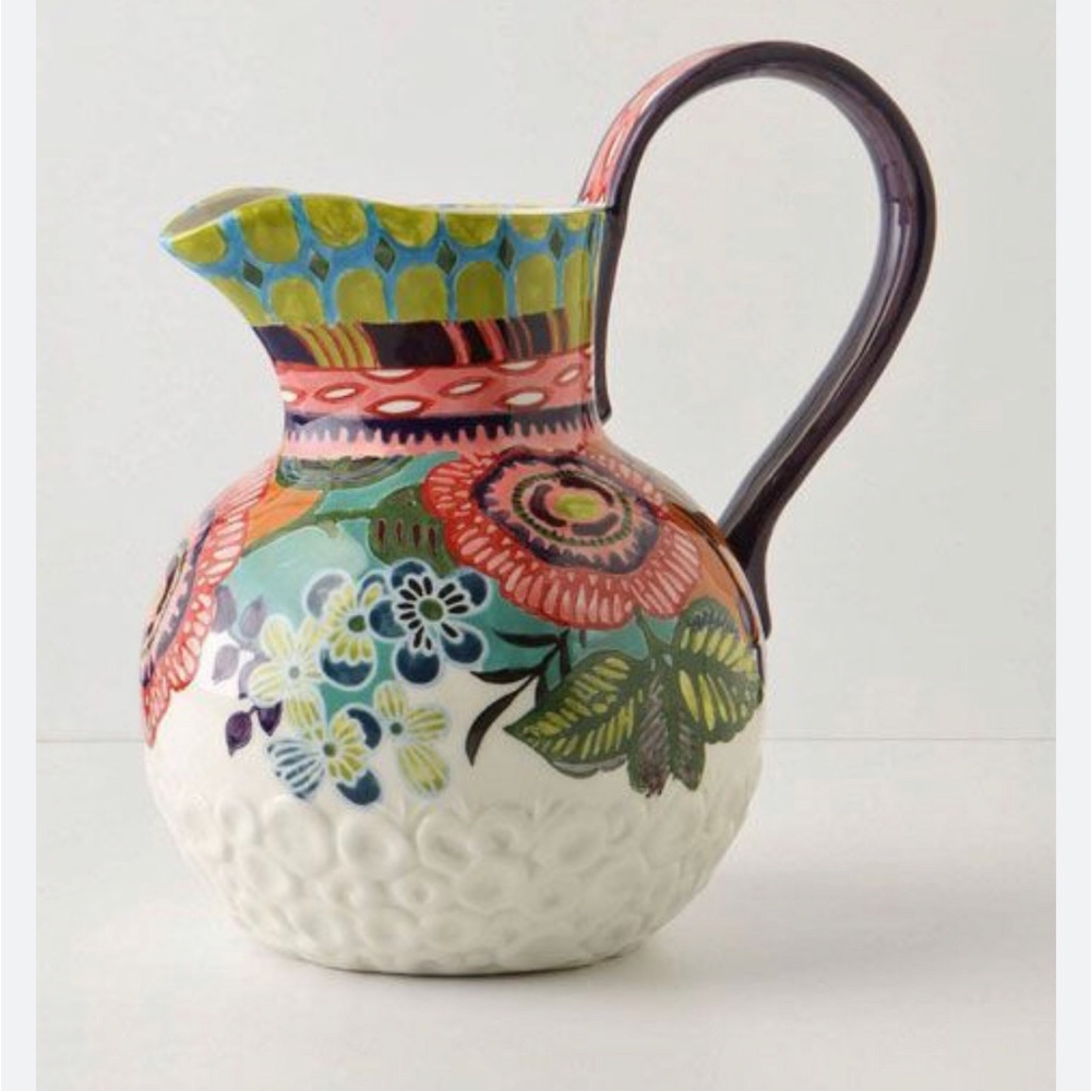 RARE Anthropologie Amazon Dreams Ceramic Pitcher